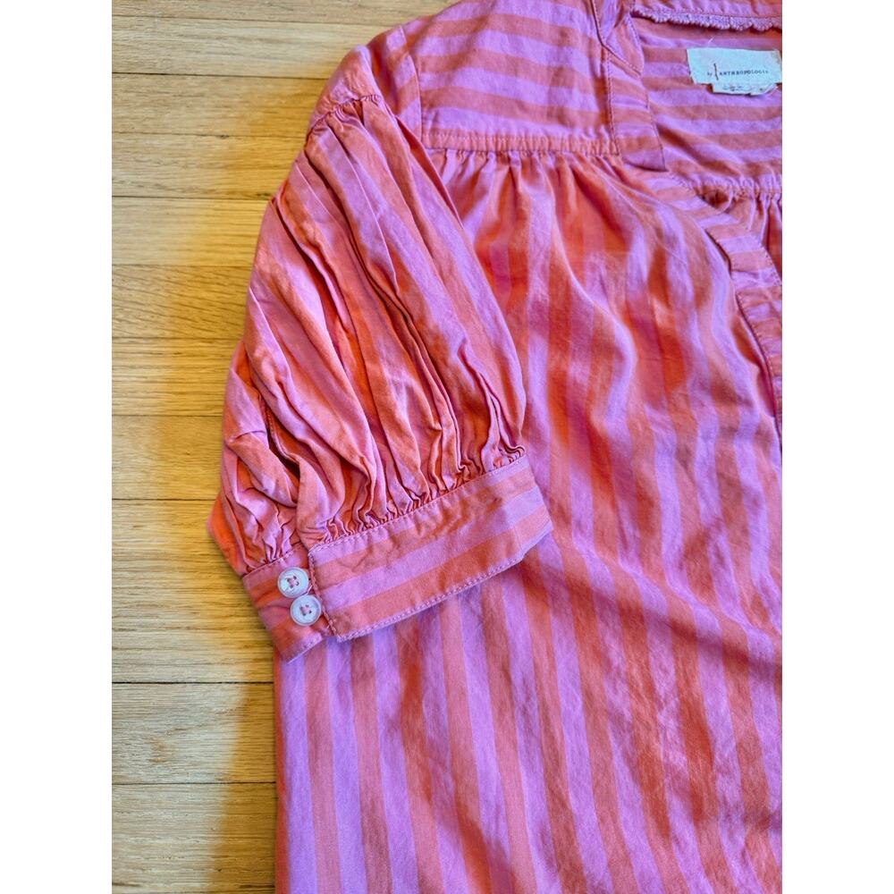 Anthropologie Darcey Striped Popover Swing Top Pink and Orange Cotton Women's S - Picture 5 of 14
